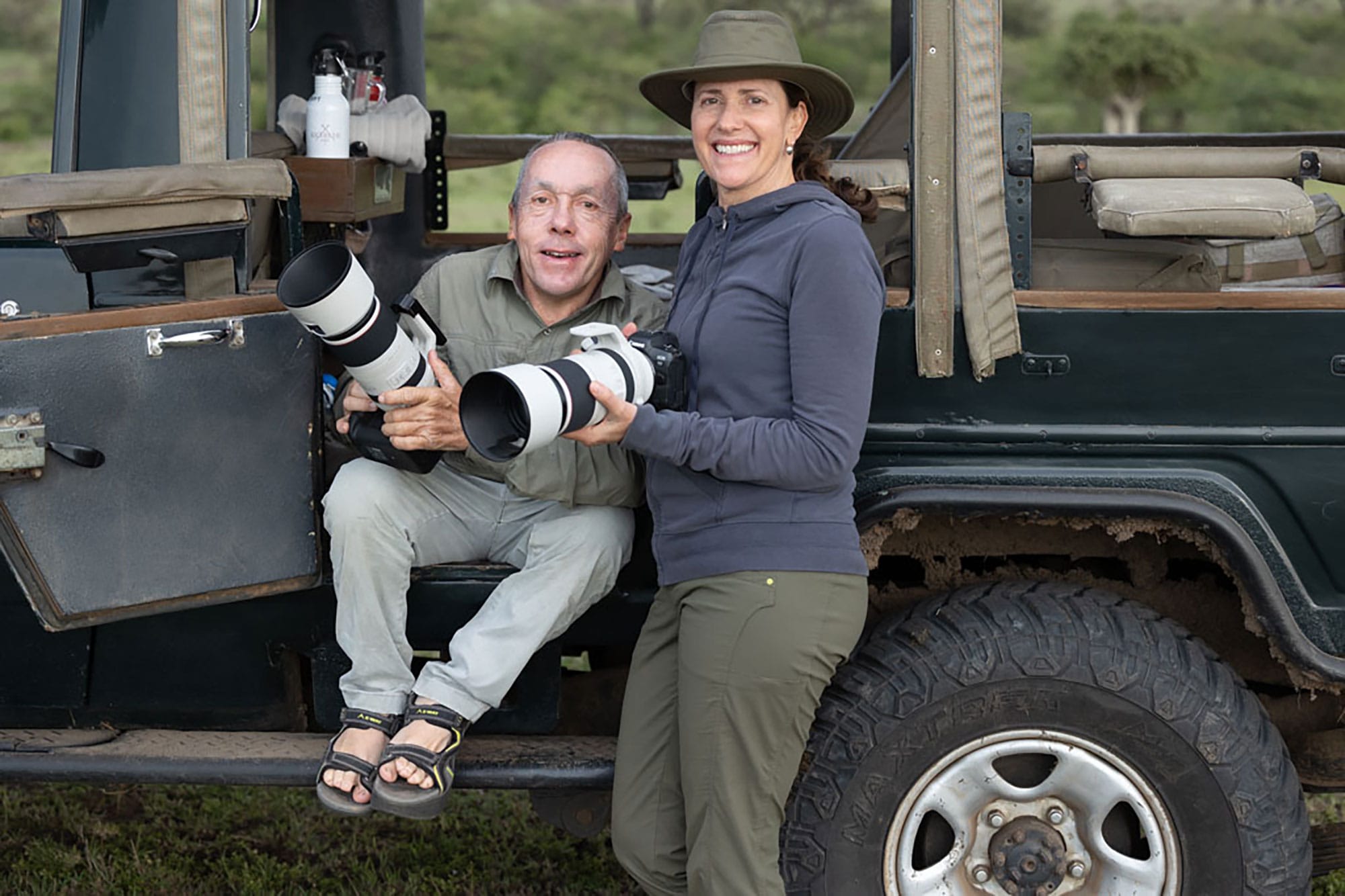 Biggestleaf client Jennifer with private guide Grant at Kicheche Bush Camp in Kenya